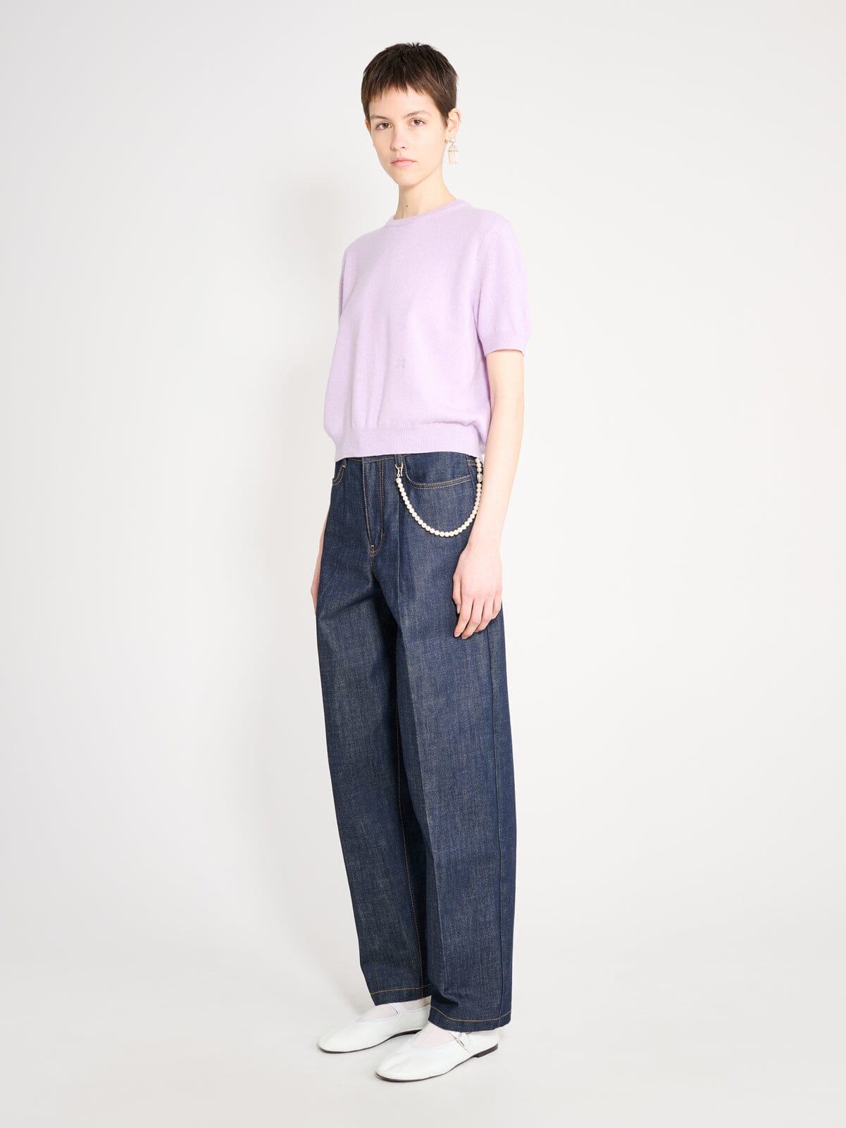 Nackiyé Knitwear Pearl Cashmere Short Sleeved Crewneck