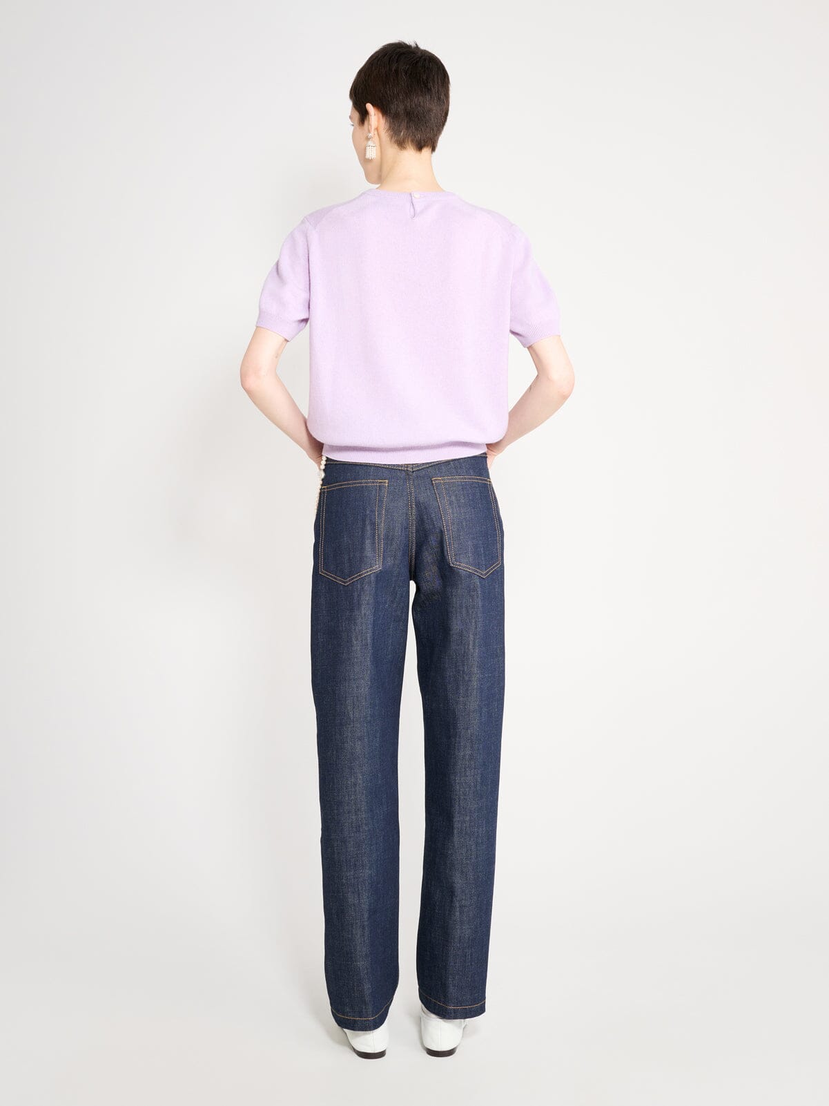 Nackiyé Knitwear Pearl Cashmere Short Sleeved Crewneck